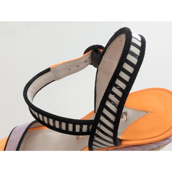 Women's Sophia Webster Lucita Wedge Sandals Multicolor Suede & Leather Size 7 - Picture 6 of 11